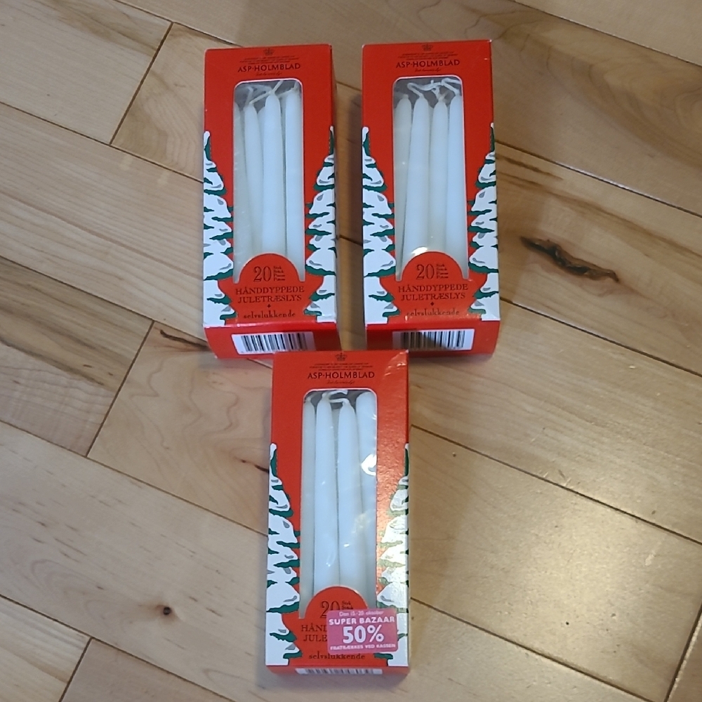 60ish Asp-Holmblad White Christmas Tree Candles